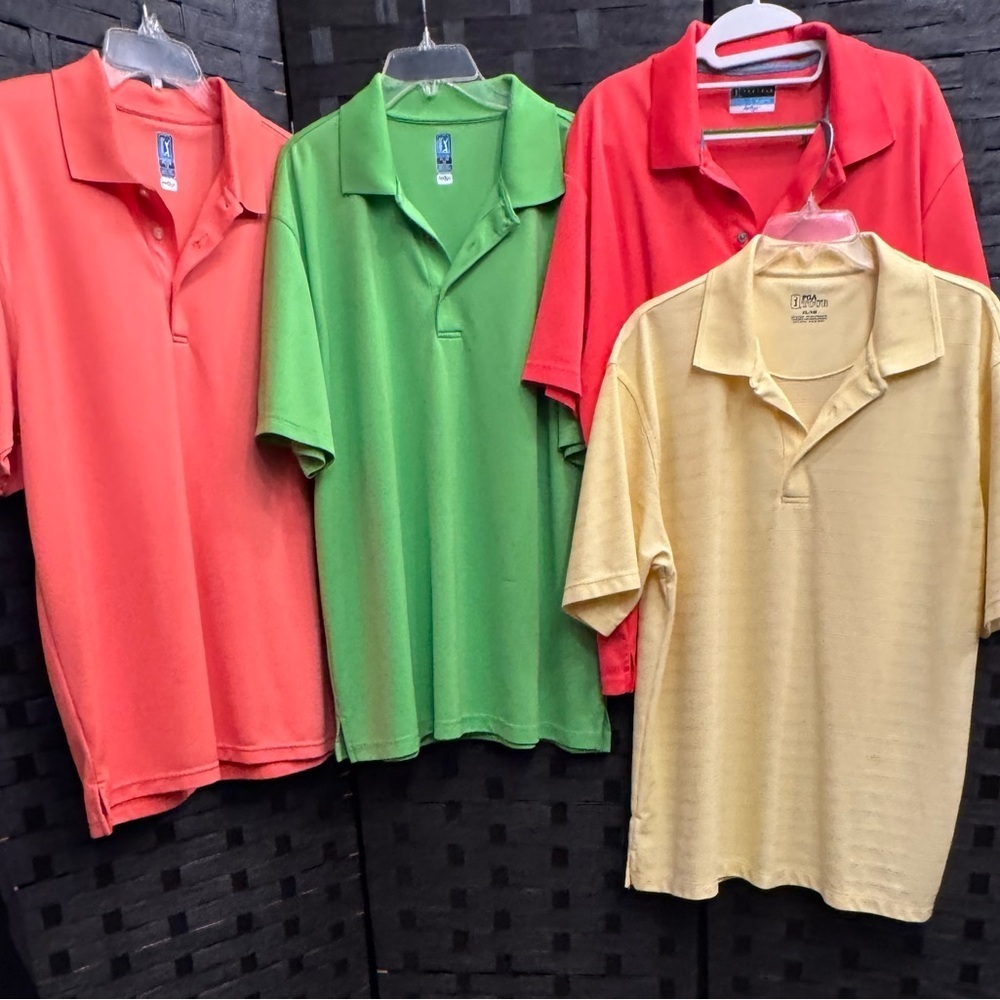 PGA Tour Men's Polo Shirts - Coral, Green, Red, Yellow